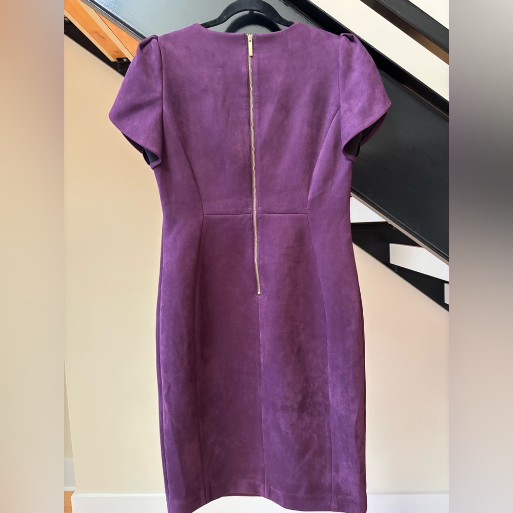 Women’s Purple Faux Suede Tulip Sleeve Sheath Dress. Near New, Size 10 - Picture 3 of 3